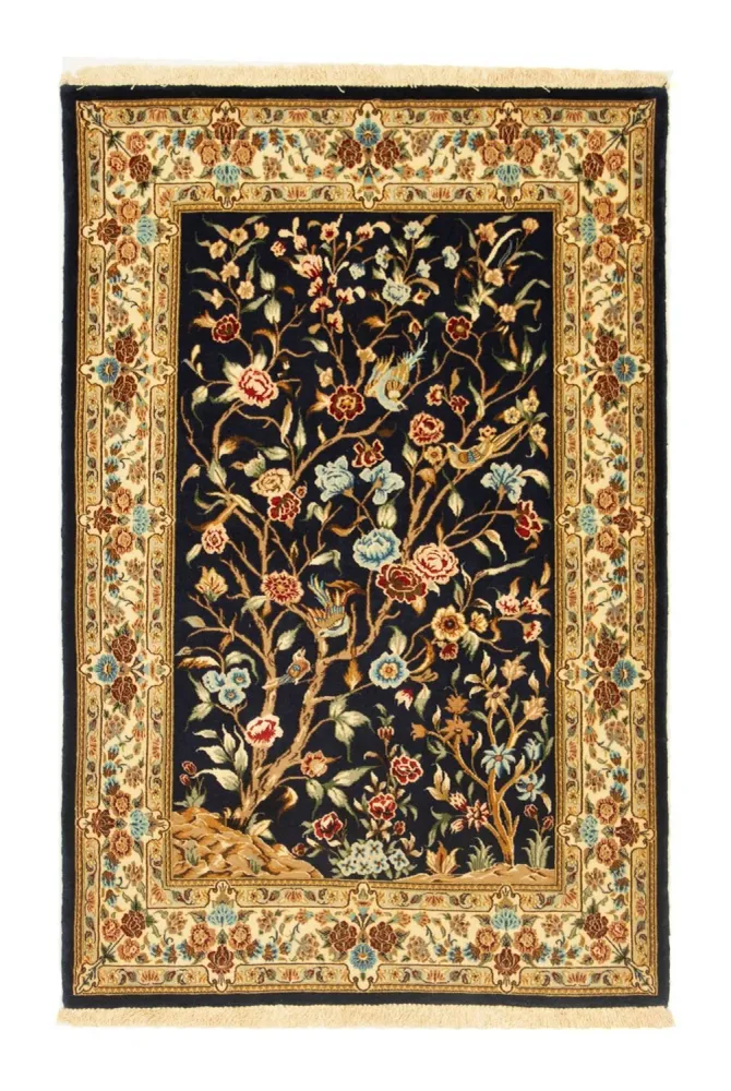 Tapete persa - Ghom - 154 x 100 cm - preto