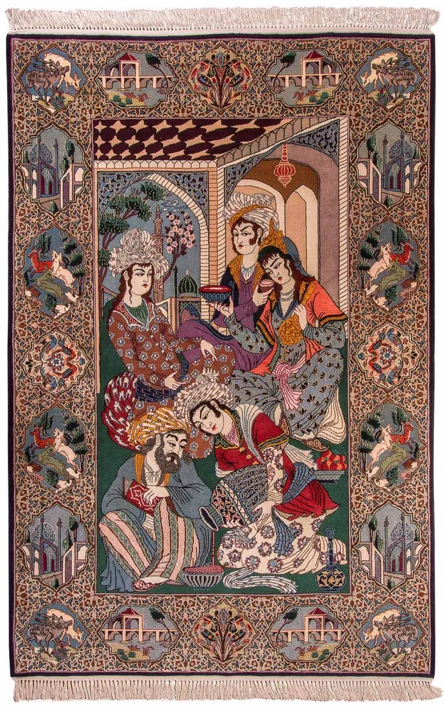 Tapete Persa - Isfahan - Premium - 165 x 110 cm - multicolorido