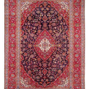 Tapete persa - Keshan - 353 x 246 cm - azul escuro