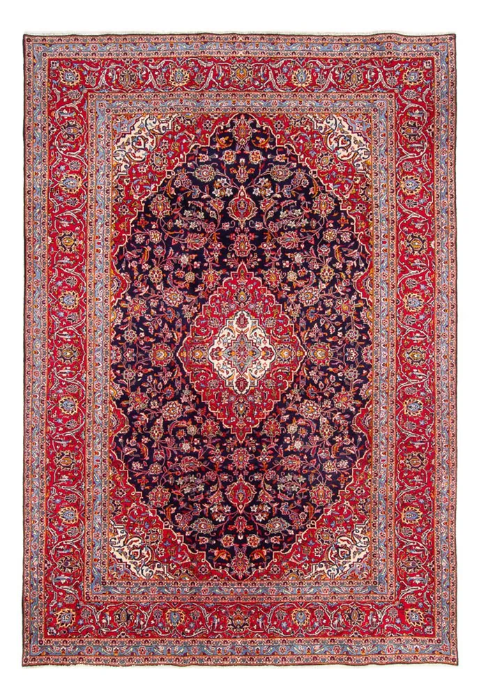 Tapete persa - Keshan - 353 x 246 cm - azul escuro