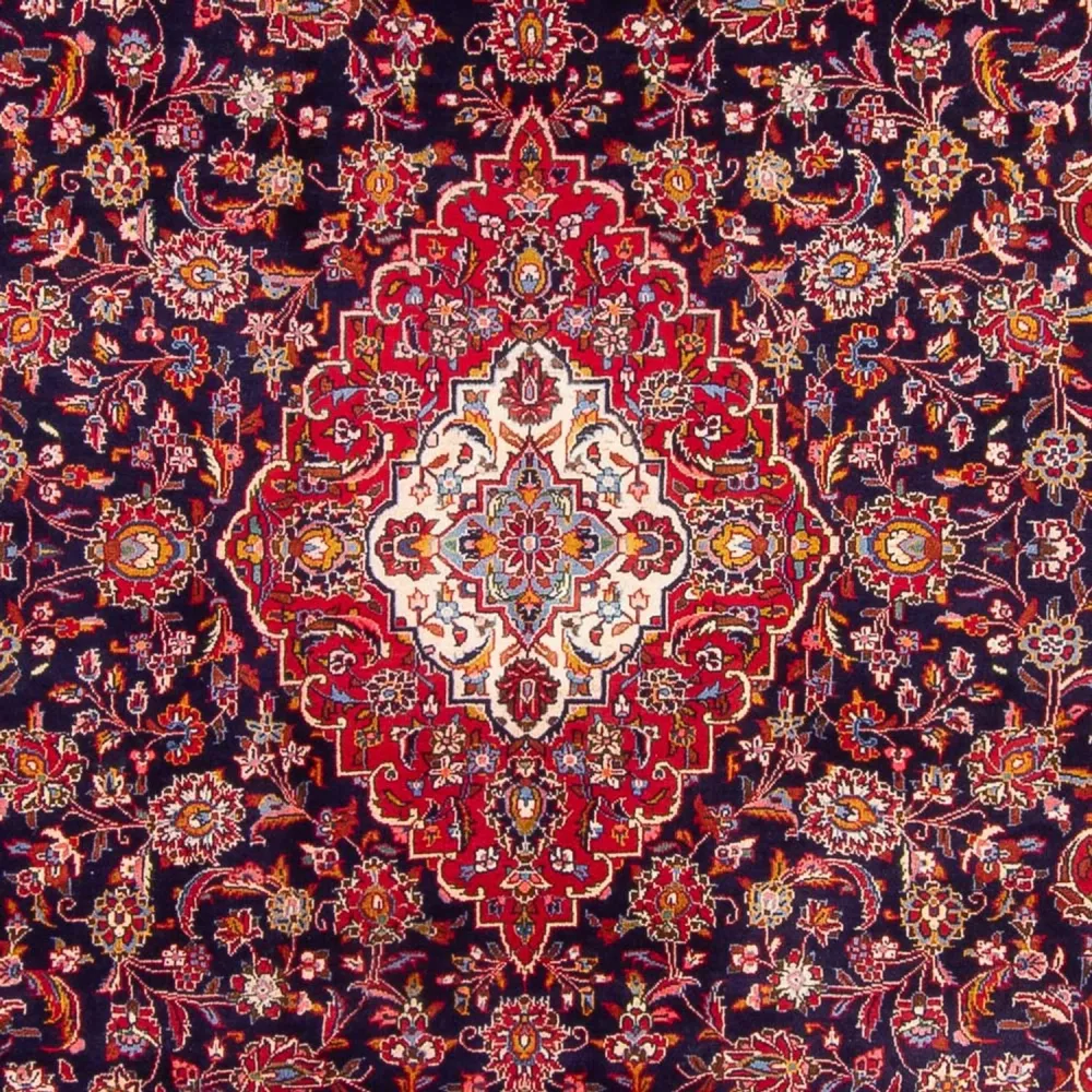 Tapete persa - Keshan - 353 x 246 cm - azul escuro