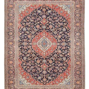 Tapete persa - Keshan - 405 x 300 cm - azul escuro