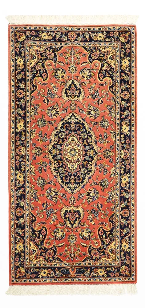 Tapete persa - Keshan - Colar de seda - 122 x 59 cm - vermelho