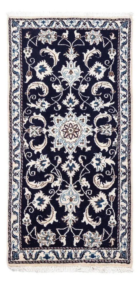 Tapete Persa - Nain - 136 x 68 cm - azul escuro