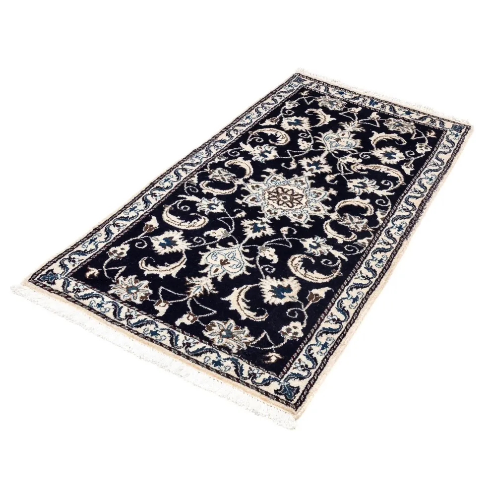 Tapete Persa - Nain - 136 x 68 cm - azul escuro