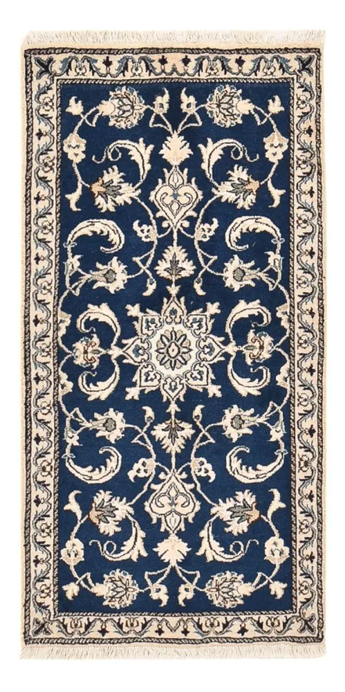 Tapete Persa - Nain - 138 x 67 cm - azul escuro