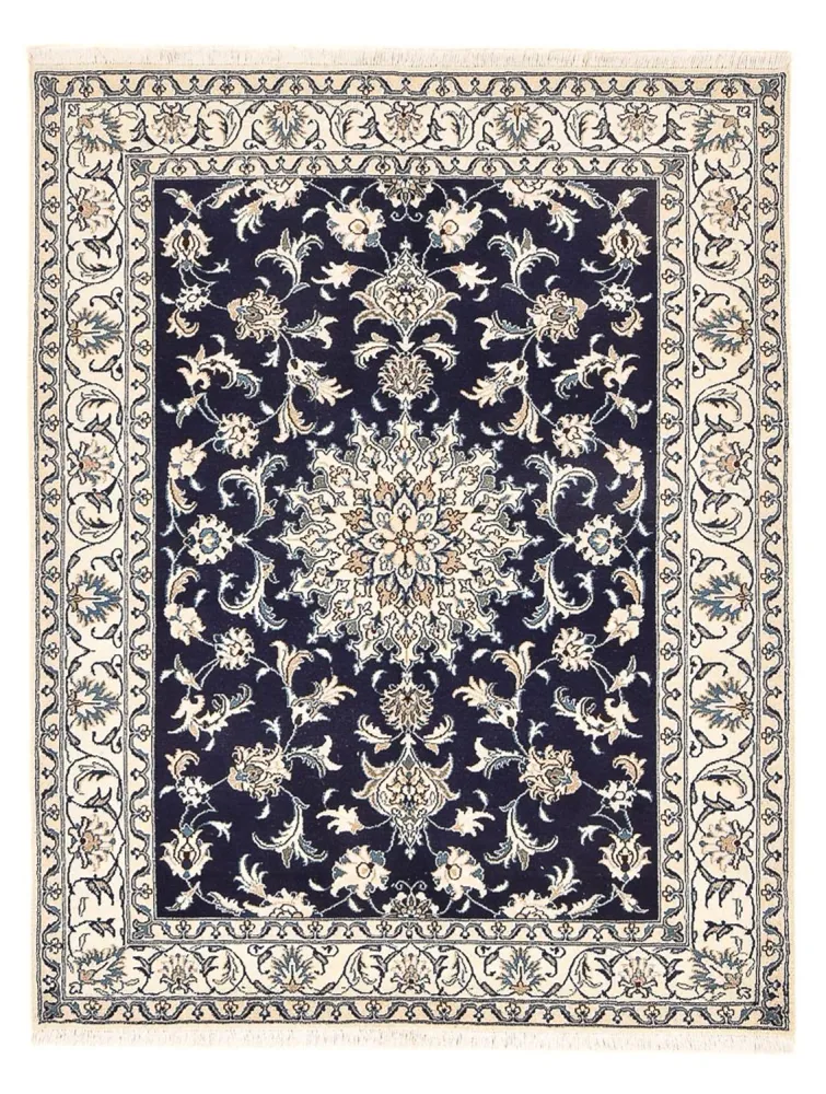 Tapete Persa - Nain - 194 x 146 cm - azul escuro