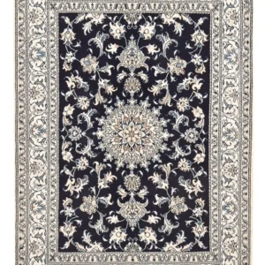 Tapete Persa - Nain - 207 x 146 cm - azul escuro