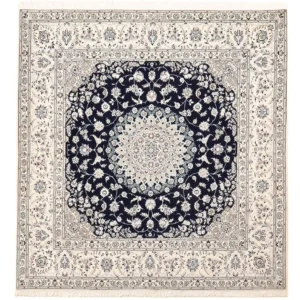 Tapete Persa - Nain - Premium praç - 206 x 206 cm - azul escuro
