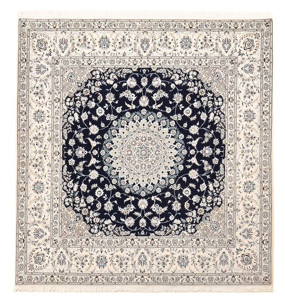 Tapete Persa - Nain - Premium praç - 206 x 206 cm - azul escuro