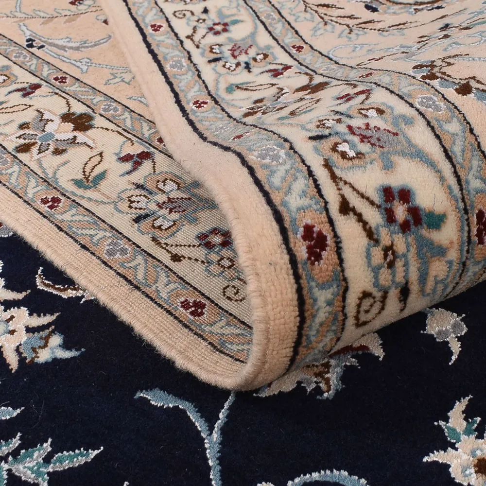 Tapete Persa - Nain - Premium praç - 206 x 206 cm - azul escuro