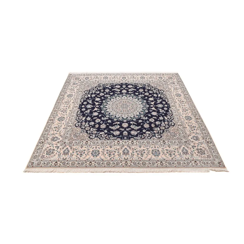 Tapete Persa - Nain - Premium praç - 206 x 206 cm - azul escuro