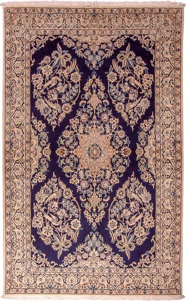 Tapete Persa - Nain - Royal - 204 x 130 cm - azul escuro