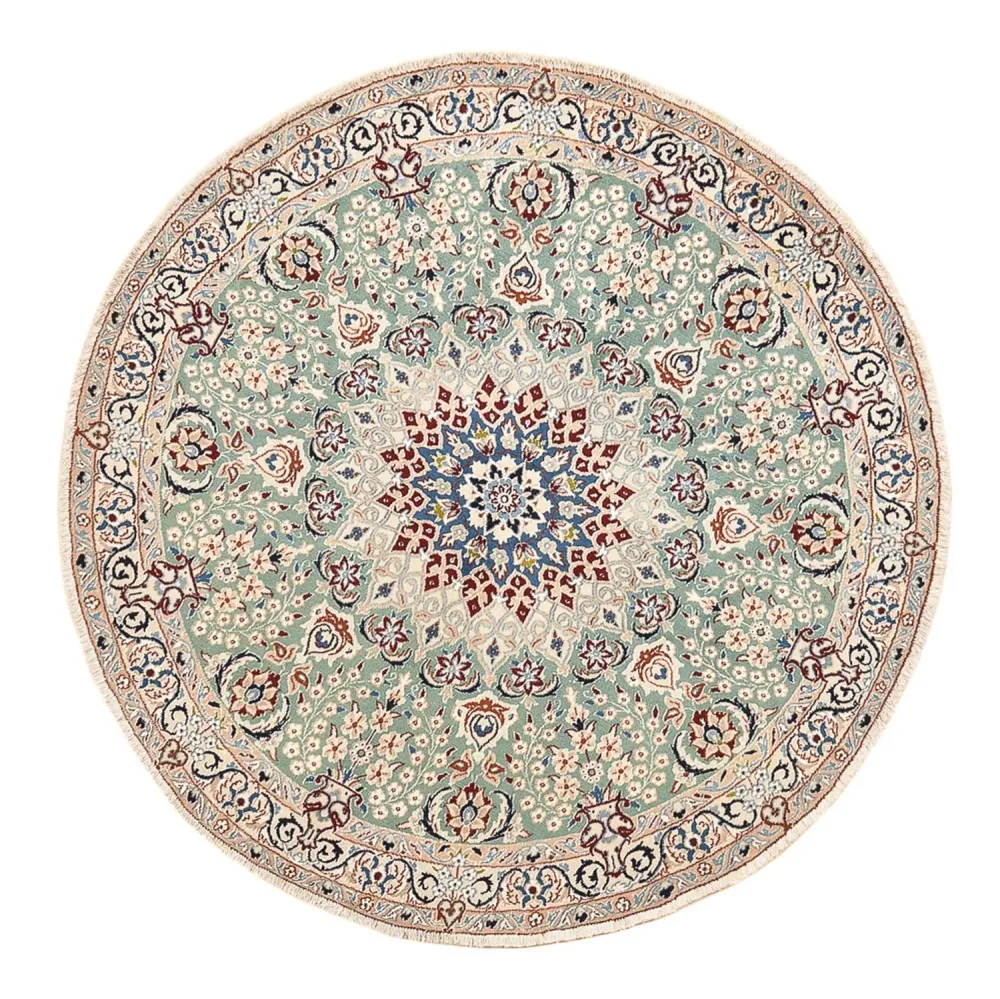 Tapete Persa - Nain - Royal ronda - 139 x 139 cm - verde claro