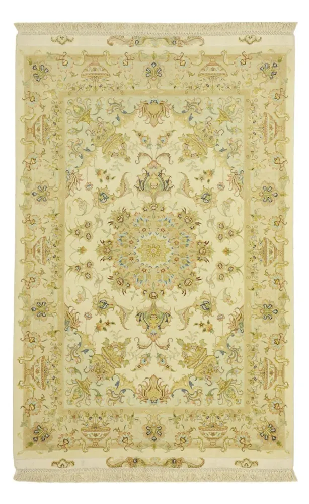 Tapete Persa - Tabriz - Premium - Colar de seda - 160 x 97 cm - areia