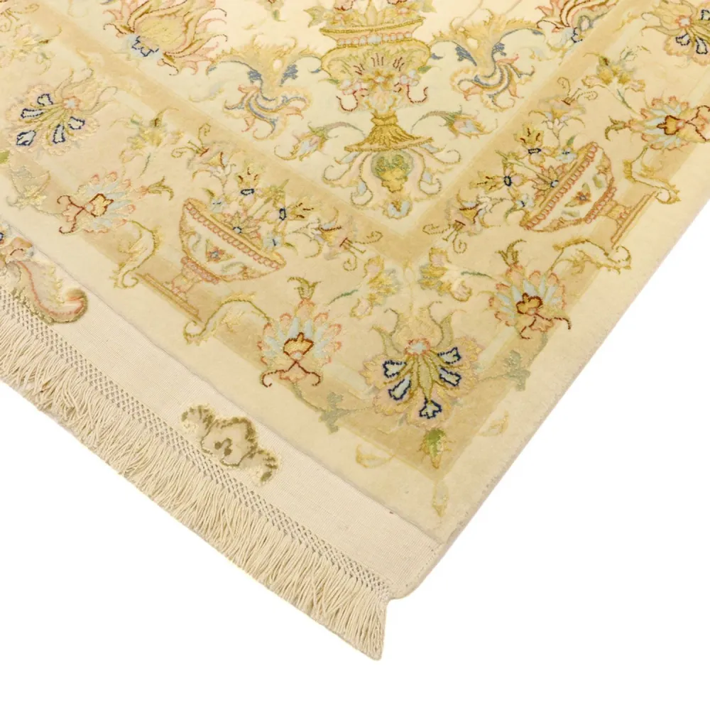 Tapete Persa - Tabriz - Premium - Colar de seda - 160 x 97 cm - areia