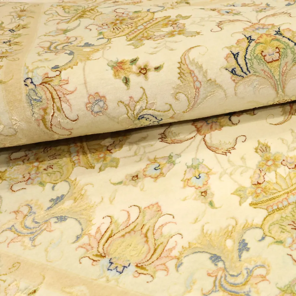 Tapete Persa - Tabriz - Premium - Colar de seda - 160 x 97 cm - areia