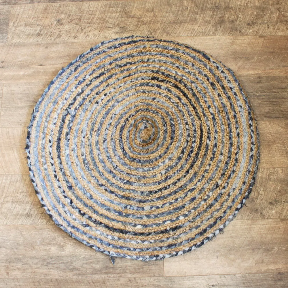 Tapete Redondo de Juta e Ganga Reciclada 90 cm