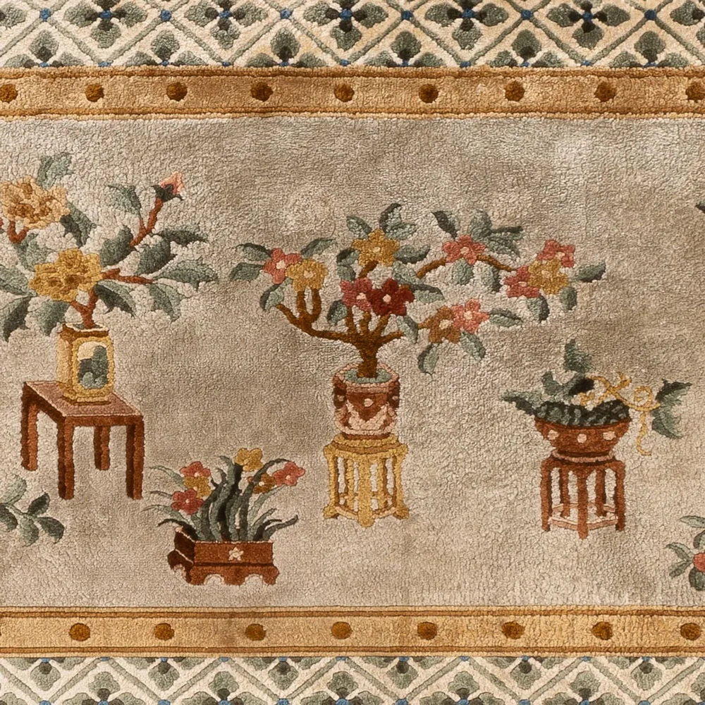 Tapete de seda - China Seda - 154 x 93 cm - bege escuro