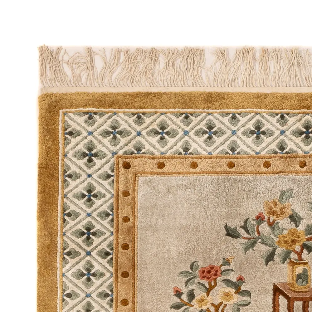 Tapete de seda - China Seda - 154 x 93 cm - bege escuro