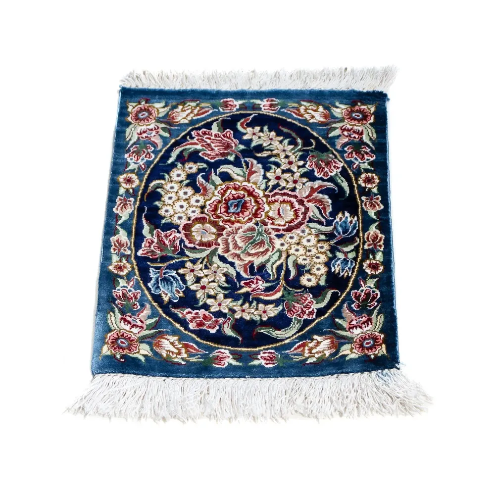 Tapete de seda - Ghom Silk - Premium - 40 x 28 cm - azul escuro