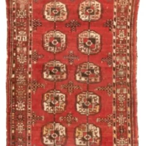Tapete turquaman - 121 x 83 cm - vermelho escuro