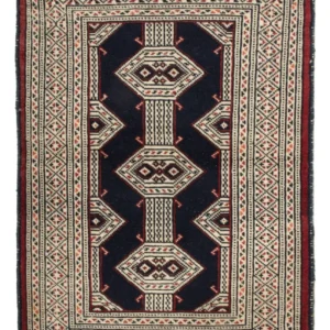 Tapete turquaman - 87 x 64 cm - azul escuro