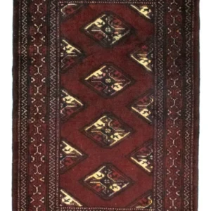 Tapete turquaman - 95 x 66 cm - vermelho