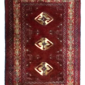 Tapete turquaman - 86 x 62 cm - vermelho