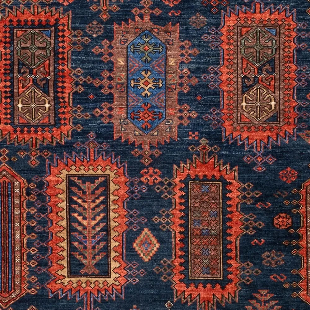 Tapete Ziegler - Kazak - 283 x 184 cm - azul escuro