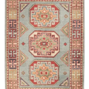 Tapete Ziegler - Kazak - 91 x 62 cm - azul claro