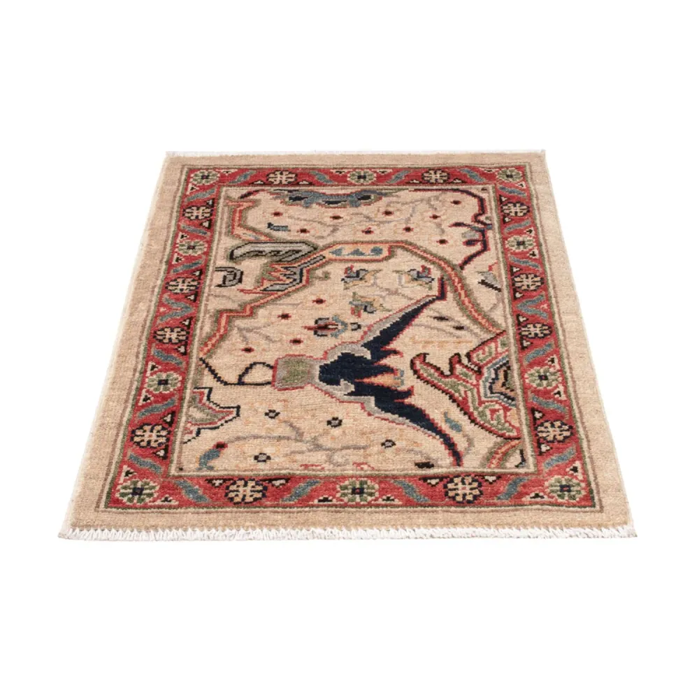Tapete Ziegler - Kazak - 89 x 60 cm - bege escuro
