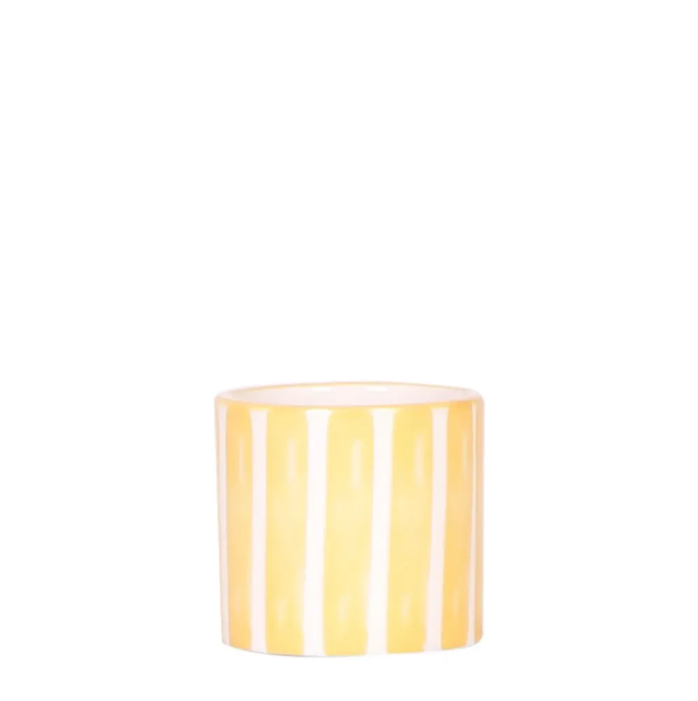Vaso decorativo listrado pintado - Amarelo