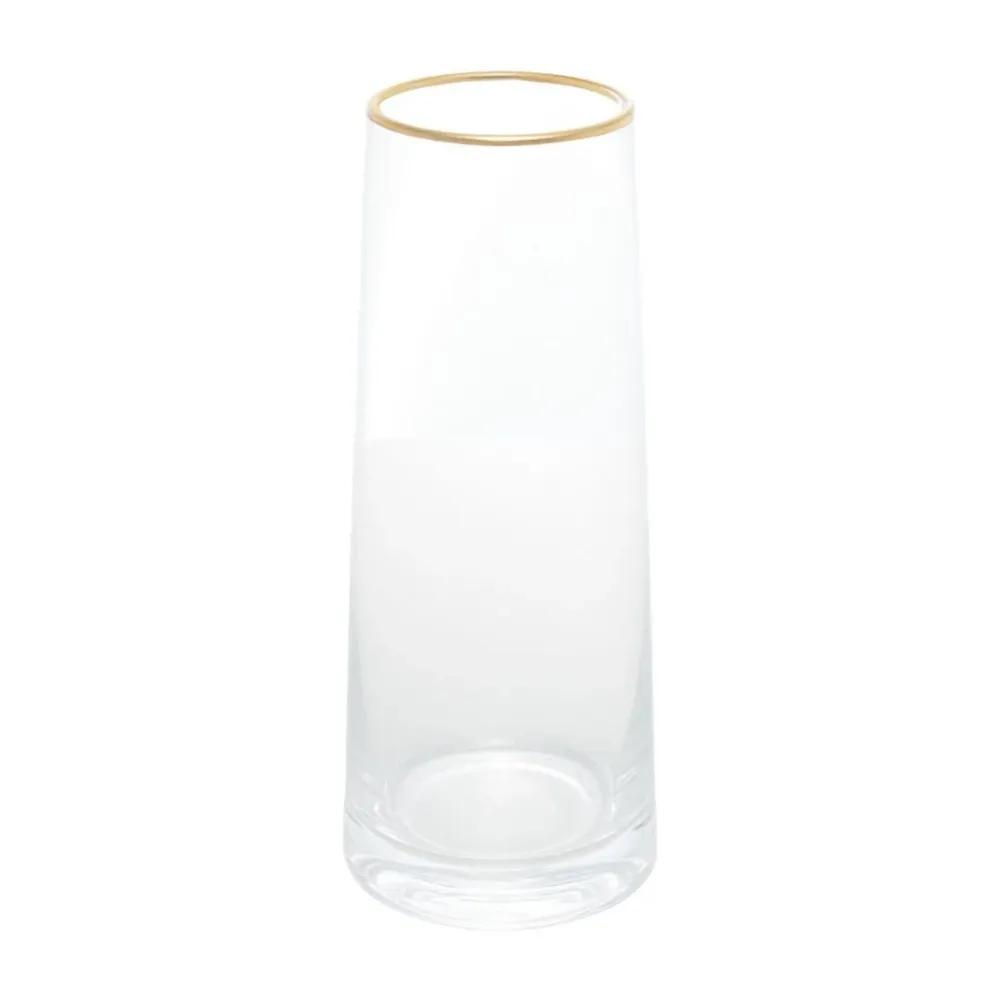 Vaso de Vidro com Borda Dourada Liz 9cm x 22cm