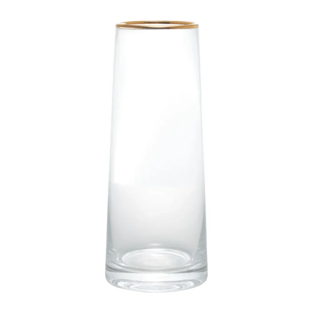 Vaso de Vidro com Borda Dourada Liz 9cm x 22cm