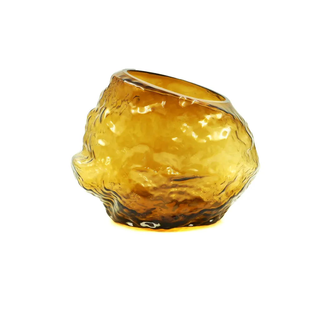 Vaso de Vidro Âmbar Decorativo 26cm