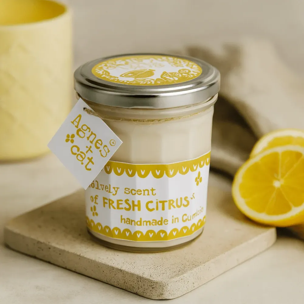 Vela em Frasco de Compota de Cera de Soja com Aroma Citrinos