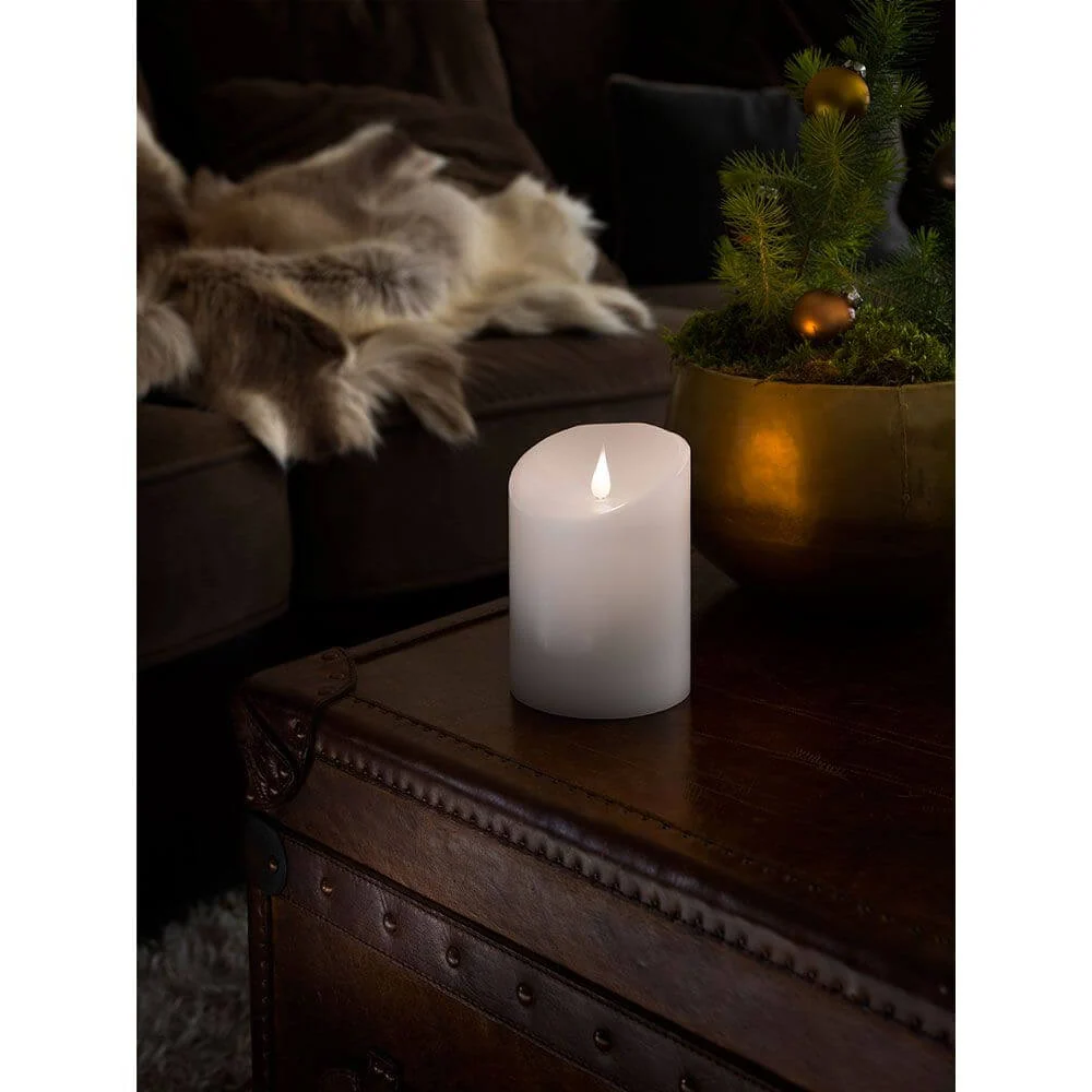 Vela LED de cera verdadeira branca com chama 3D 14cm temporizador branco quente pilhas
