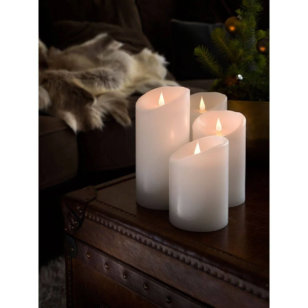Vela LED de cera verdadeira branca com chama 3D 14cm temporizador branco quente pilhas