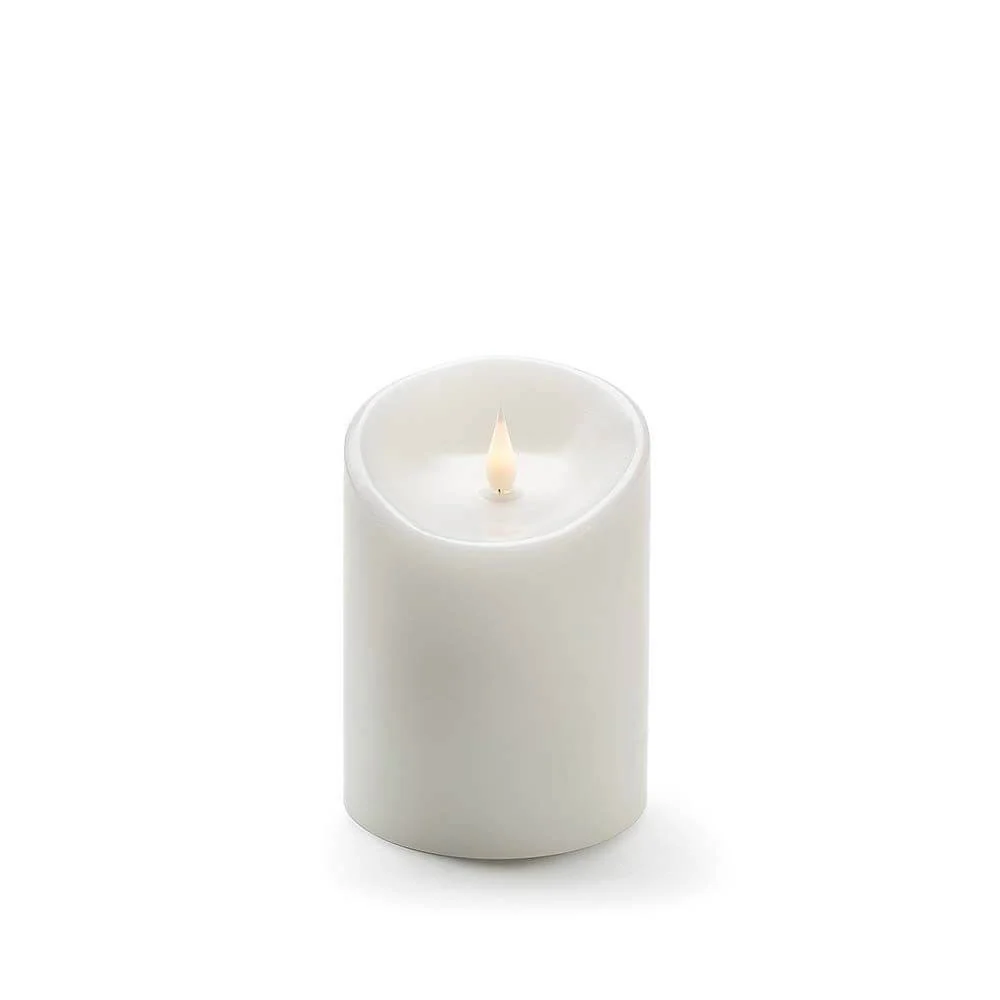 Vela LED de cera verdadeira branca com chama 3D 14cm temporizador branco quente pilhas