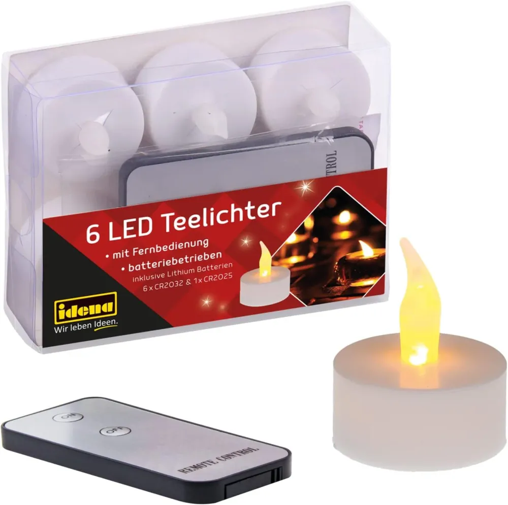Velas de chá elétricas LED, 6 unidades, com luz cintilante e controlo remoto, incluindo pilhas, decoração para casamentos,...