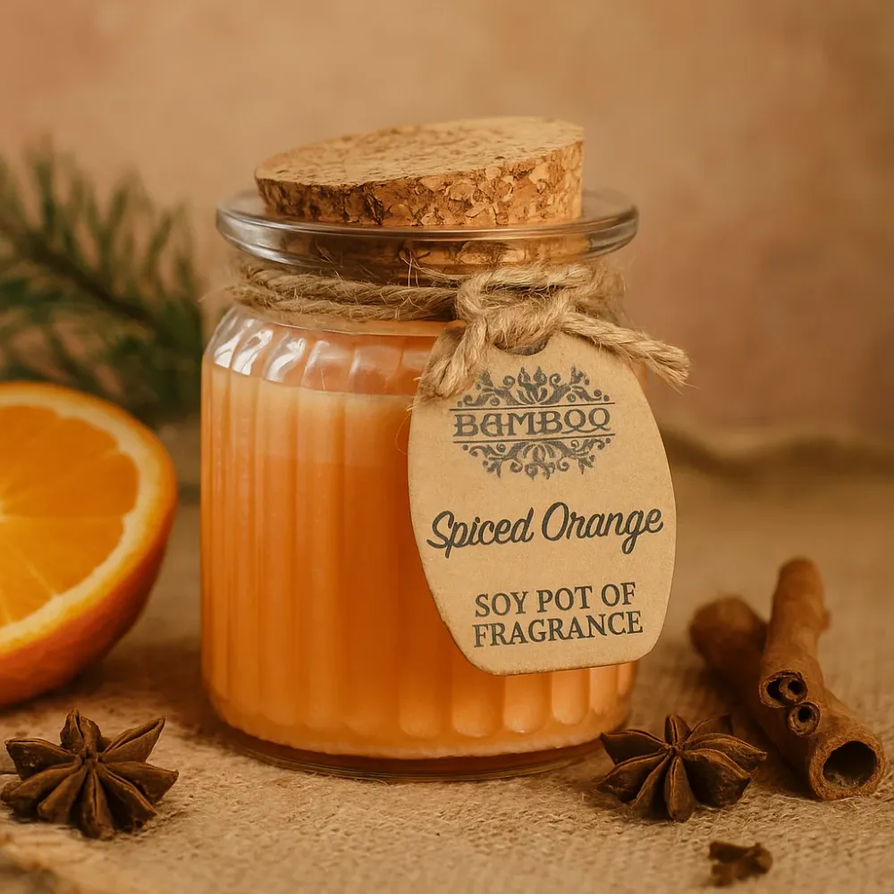 Velas em Frasco de Cera de Soja com Laranja e Especiarias, Pack de 2