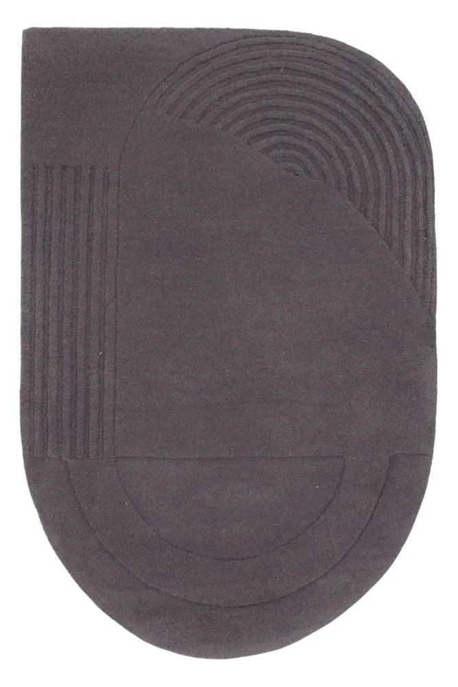Wollteppich sonderform - 90 x 60 cm - grau