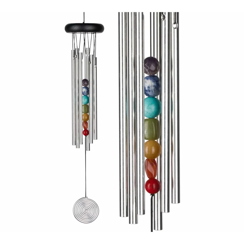 Sino de Vento 7 Chakras - Prateado - 44CM Woodstock