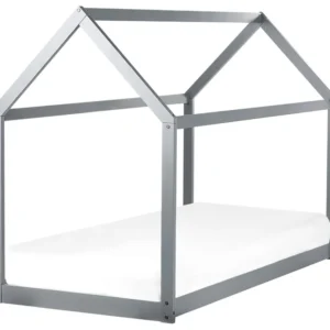 Cama casinha para crianças em madeira cinzenta 90 x 200 cm TOSSE - Antialérgico e Macio