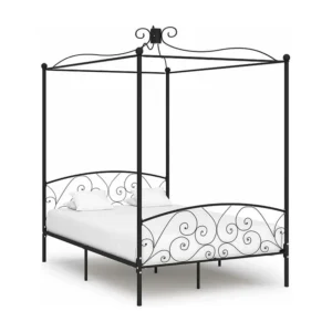 Coleção Infantil Estrutura de cama com dossel 140x200 cm metálico preto