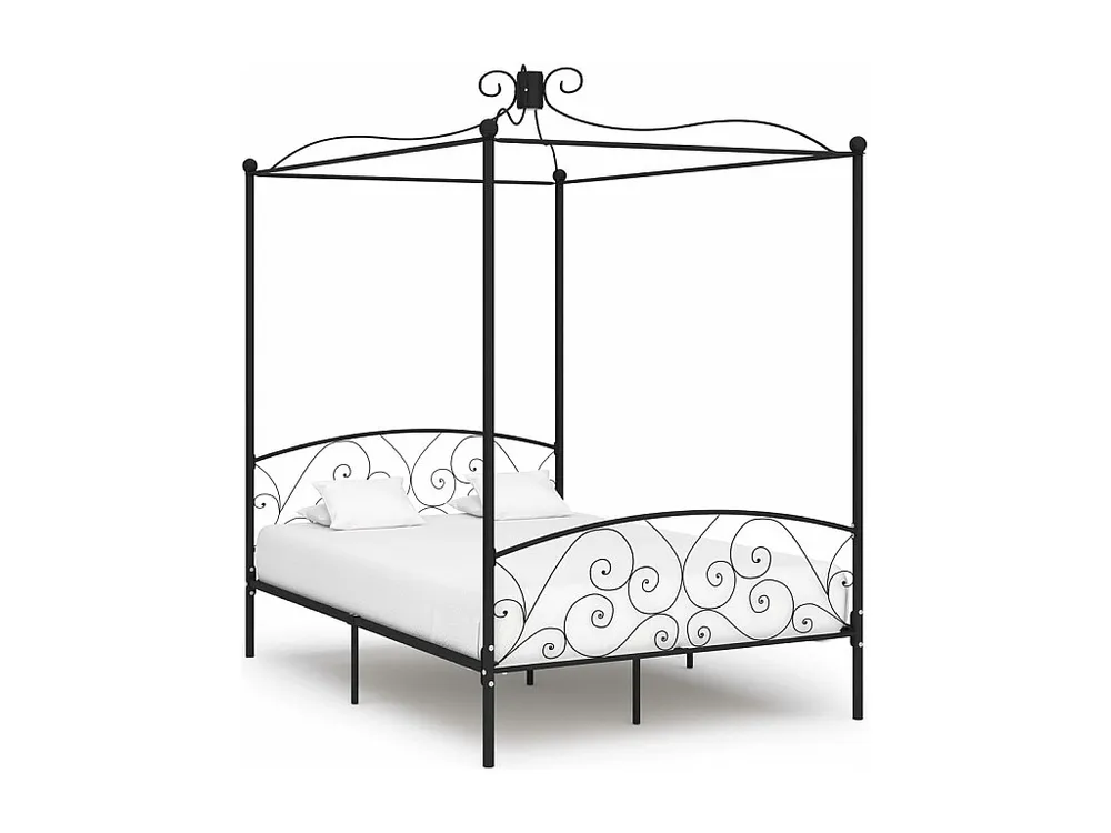Coleção Infantil Estrutura de cama com dossel 140x200 cm metálico preto