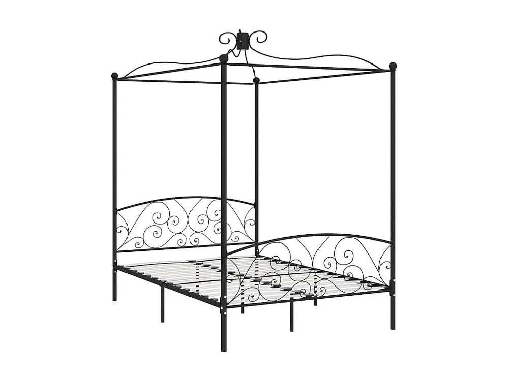 Coleção Infantil Estrutura de cama com dossel 140x200 cm metálico preto