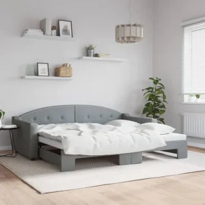 Coleção Infantil Sofá-cama com gavetão 90x200 cm tecido cinzento-claro