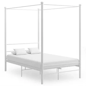 Estrutura de cama com dossel 120x200 cm metálico branco